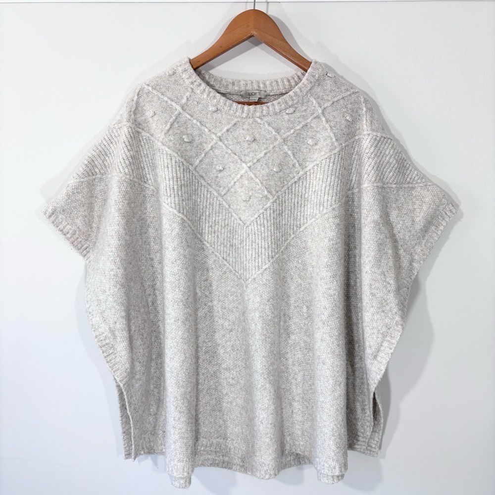 Loft oatmeal colored poncho sweater XL/XXL